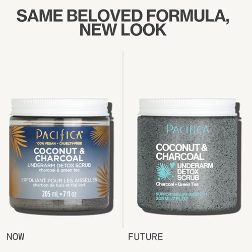 PACIFICA UNDERARM BODY SCRUB – ARMPIT DETOX COCONUT & CHARCOAL DEODORANT– EXFOLIATING & NOURISHING FOR NATURAL DEODORANT USERS – ALUMINUM-FREE & SAFE FOR SENSITIVE SKIN, VEGAN & CRUELTY-FREE, 7 FL OZ