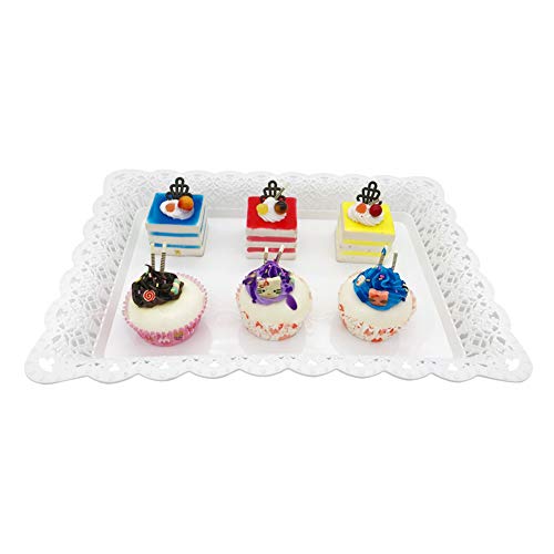Set of 2 Pcs Rectangle Plastic Serving Trays Large 14.5"x10.2" for Wedding Birthday Party Fruits Desserts Candy Bar Display