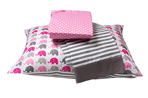 Bacati Little Sailor 3 Piece Toddler Bedding Set, Pink/Grey