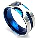KONOV Mens Stainless Steel Ring, 8mm Classic Band, Blue, Size 12