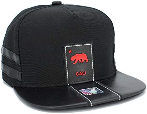 LAFSQ California Republic Bear Logo Rubber Patch Flat Bill Snapback Cap