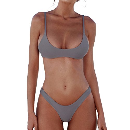 Womens Swimsuits 2 Pcs Brazilian Top Thong Bikini Set High Waisted Bathing Suits for Women