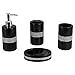 Crystal-Trimmed 4-Piece Ceramic Bathroom Set (Black), Chic Design Bathroom Accessory Set Bath Accessories For Bathroom Includes Soap Dish, Tumbler, Toothbrush Holder, and Lotion Dispenser