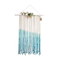 TOUCH MISS Macrame Wall Hanging Large Handmade Woven Tapestry Boho Art Home Decor|Beautiful Nursery Wedding Living Apartment Dorm Room Urtains Decoration, 31.5" W x 42.5" L,White and Blue,Roses Not In