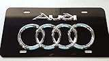 Audi Chrome 3D on Black Steel Plate style 1 with screw caps included
