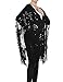 PrettyGuide Women's 1920s Shawl Beaded Evening Wrap Open Front Fringed Cape Black