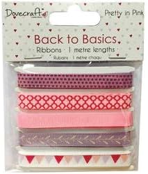 Bulk Buy: Trimcraft Paper Crafts (4-Pack) Back To Basics Pretty In Pink Ribbons DCRB016
