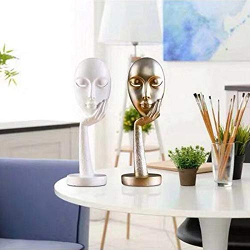Nrpfell Modern Human Meditators Abstract Lady Face Character Resin Statues Sculpture Art Crafts Figurine Home Decorative Display Blue