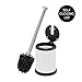 Bath Bliss Toilet Brush and Holder | Self Closing Lid | 360 Degree Brush Head | Bathroom Cleaning | Compact Size | Storage and Organization | White