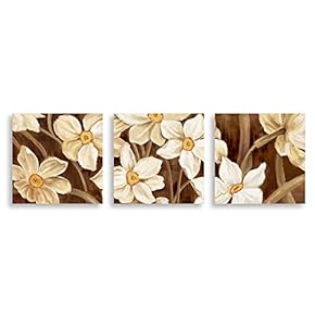 Canvas Wall Art Abstract Transparent Flowers Painting Artwork for Home Prints Framed - 12"x12"x3 Panels