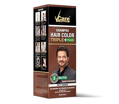 Buy Vcare Hair Color Shampoo Deep Brown 180ml Eva Lipcare Free