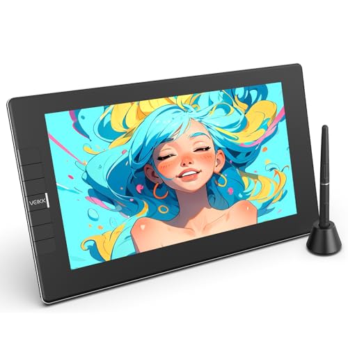 VEIKK VK1200V2 Tableta Gráfica con Pantallata 11.6 Pulgadas FHD Monitor con 6 Teclas de Acceso Directo y Tilt Función ; Tableta de Dibujo Compatible Windows/Mac/Linux