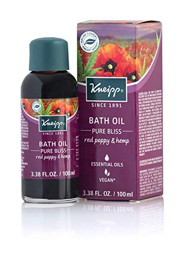 Kneipp Red Poppy & Hemp Herbal Bath Oil, Pure Bliss Soak, 3.38 fl. oz