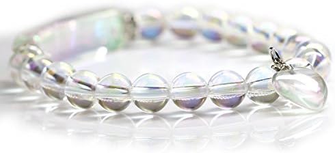 Handmade Natural Gemstone Bange Elastic 8mm beads heart-shaped bracelet 7.2" AB Crystal