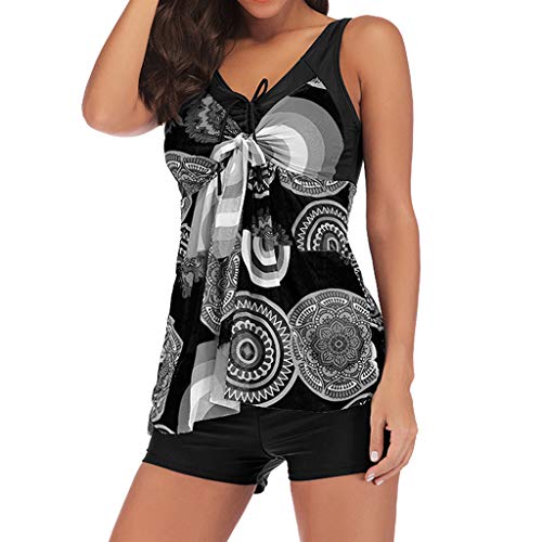 AMUSTER Damen Tankini Badekleid Badeanzug mit Shorts Bauchweg Bademode Große Größen Zweiteiler Swimsuits Push Up…