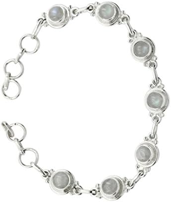 Jewelrysonclick Rainbow Moonstone 925 sterling silver Gemstone Bracelet Jewellery _SGB322