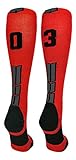 MadSportsStuff Player Id Jersey Number Socks Over The Calf Length Red and Black