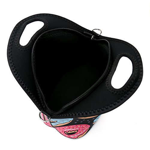 Insulated Neoprene Lunch Bag - Removable Shoulder Strap - X-Large Size Reusable Thermal Thick Lunch Tote/Lunch Box/Cooler Bag For Women,Teens,Girls,Kids,Baby,Adults (Nice Bread Donuts) - Thumbnail 2