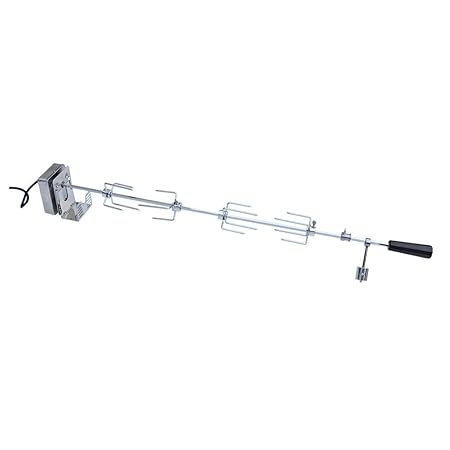 Onlyfire BRK-6032 Universal Verchromter Grillspieß Set, 100 cm Rotisserie Drehspieß, 4X Fleischnadeln, Edelstahl Motor, 220V 