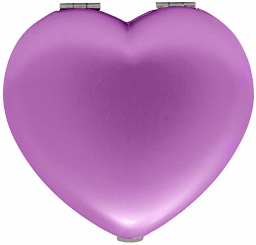 Pink Heart Folding Compact Pocket Makeup Mirror Double Sided (5x magnification + 1x magnification) in Gift Box for Travel, Birthday, Wedding, Anniversary Gift