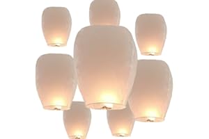 POIET 10 Pack Chinese Lanterns to Release in Heaven, Multi-Colored Flying Lanterns Paper Lantern Hanging Paper Lanterns Wish Lantern Memorial for Celebrations of Family.