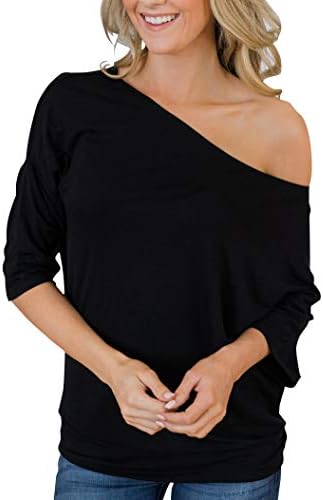 Hilltichu Women's Off Shoulder Tunic Tops Half Sleeve Blouse Casual Summer T-Shirt