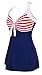 MiYang Women's One Piece Plus Size Modest Tummy Control Swimdress Vintage Skirt Swimswear Blue Medium
