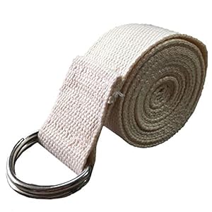 CamKpell Yoga Strap Durable Cotton Exercise Straps Standard Extra Long Straps Adjustable D-Ring Buckle Gives Flexibility for Yoga – White