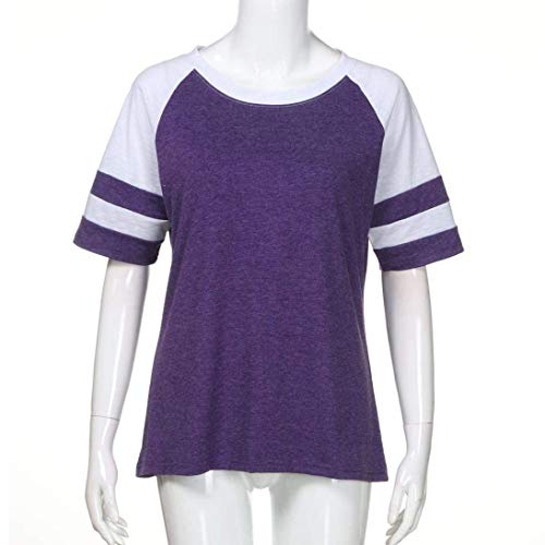 Orangeskycn Pullover Sweaters for Women, Fashion Ladies Long Sleeve T Shirt Clothes Splice Blouse Tops (z Purple, M)