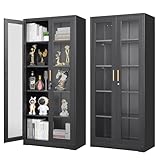 Polup Display Cabinet with Glass Doors, Black Curio
