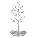 ChezMax Jewelry Display Necklace Earring Organizer Holder Metal Birds Tree Stand with Tray Antique Bracelet Rings Rack Tower Decoration for Women Girl silver 11.8 Inch