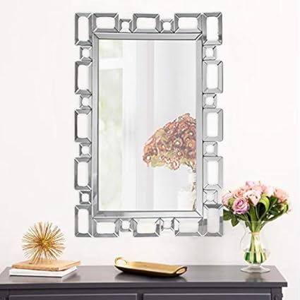 Mx Home Grande Miroir Mural Avec Cadre Dore Pour Le Dessin Chambre A Coucher Ou De Salle De Bain 39 3 X27 5 Argente Amazon Fr Cuisine Maison