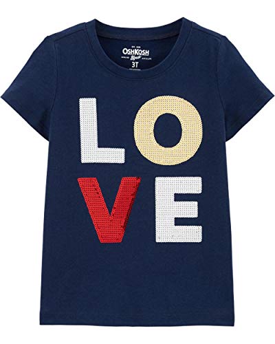 Osh Kosh Toddler Girl's Sequin Short Sleeve T-Shirt Shirt, Love Glitter, 4T