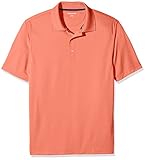 Amazon Essentials Men's Quick Dry Golf Polo Shirt, Coral, Large