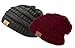 Trendy Warm Chunky Soft Stretch Cable Knit Slouchy Beanie Skully, Gift Set Burgundy & Charcoal, One Size