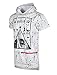 SCREENSHOTBRAND Mens Hip Hop Longline Premium Tee - Pullover Hooded Fashion T-shirt Splatter Metallic Gold Powder Print - White - Large