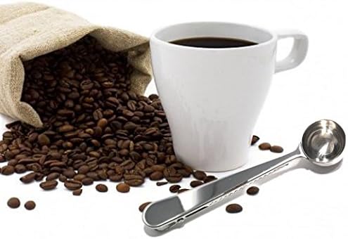 Stainless Steel Coffee Scoop, 2 PCS Measuring Spoon with Bag Clip, Long Handle Tea spoon Great for Measuring Coffee, Protein Powder, Spices and More