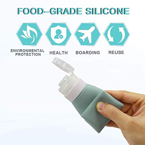 Flacon Vide Voyage MEYUEWAL Ensemble Bouteille de Voyage en Silicone 3pcs(80ml) sans BPA FDA,Portable Set de Soin de Toilette pour Lotion, Shampooing, Parfait pour Voyage, Vacances, Camping