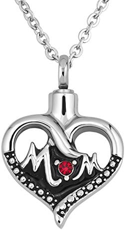 Carlos Moore Crystal Love Mom Urn Necklaces for Human Memorial Cremation Ashes Holder Keepsake Stainless Steel Jewelry Pendant