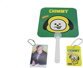 BT21 BTS Character Plastic Portable Summer Hand Fan with BTS Photo card (Chimmy Jimin)