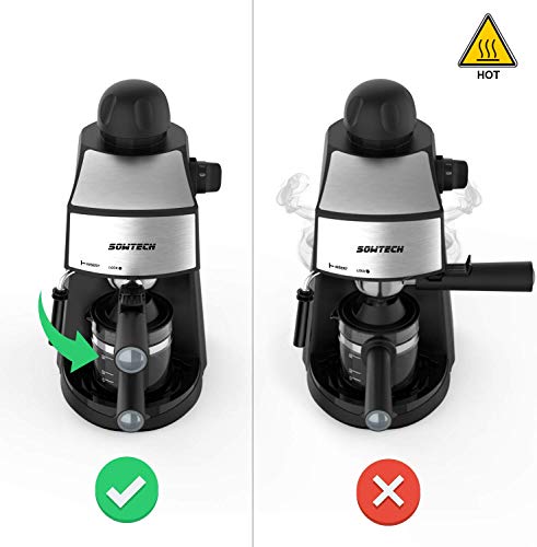 Steam Espresso Machine, SOWTECH 3.5 Bar 4 Cup Espresso Maker Cappuccino Machine with Steamer - Thumbnail 7