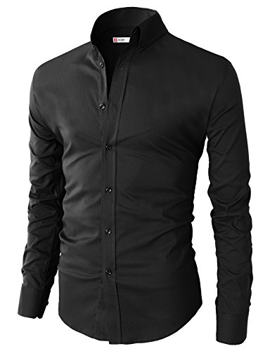 H2h mens casual slim fit basic designed button down shi…