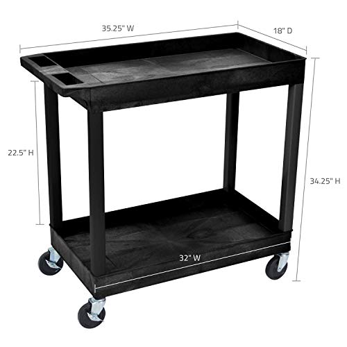 Offex 18 x 32 Inch Heavy Duty Utility Tub Cart with 2 Shelves, Black