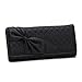 Damara Women Bowknot Design Stitched Large Clutch Wallet (Black)