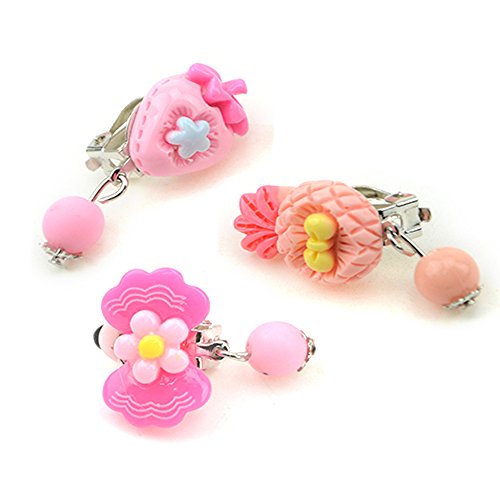 Baby Kids Little Girl Play Clip-on Earrings,Pretend Play Dress Up Accessories Toy Jewelry Clip-on Earrings (Cartoon Style)