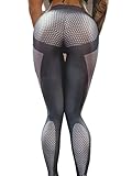 Sorrica Women's Activewear Printed Athletic Gym Workout Fitness Yoga Leggings Pants (4, Grey)