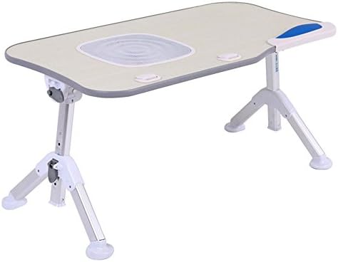 Omooly Adjustable Laptop Bed Tray Table, Portable Stable Standing Table with Foldable Triangular Legs, Notebook Stand Reading, Lap Desk Table for Sofa Couch Floor (Standard,gray+with fan)