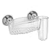 iDesign Forma Power Lock Kitchen Sink Suction Holder for Sponges, Scrub Brushes, Soap - Clear/Brushed Stainless Steel