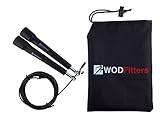 WODFitters Speed Rope - Super Quick Ball Bearing Pro Speed Cable Jump Rope - Fully Adjustable - Sizing Guide & Carry Bag - Black Friday Sale, Cyber Monday Deal, Christmas Gift Stocking Stuffer