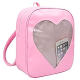 xhorizon TM FL1 Candy Leather Backpack Plastic Transparent Heart Beach Girls School Bag (Pink)